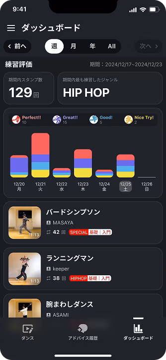 AI DANCE LAB アプリ画面